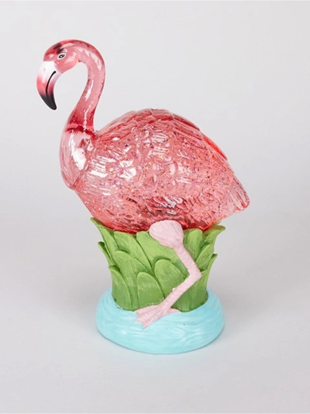 Cracker Barrel Flamingo Figural Glitter Globe.